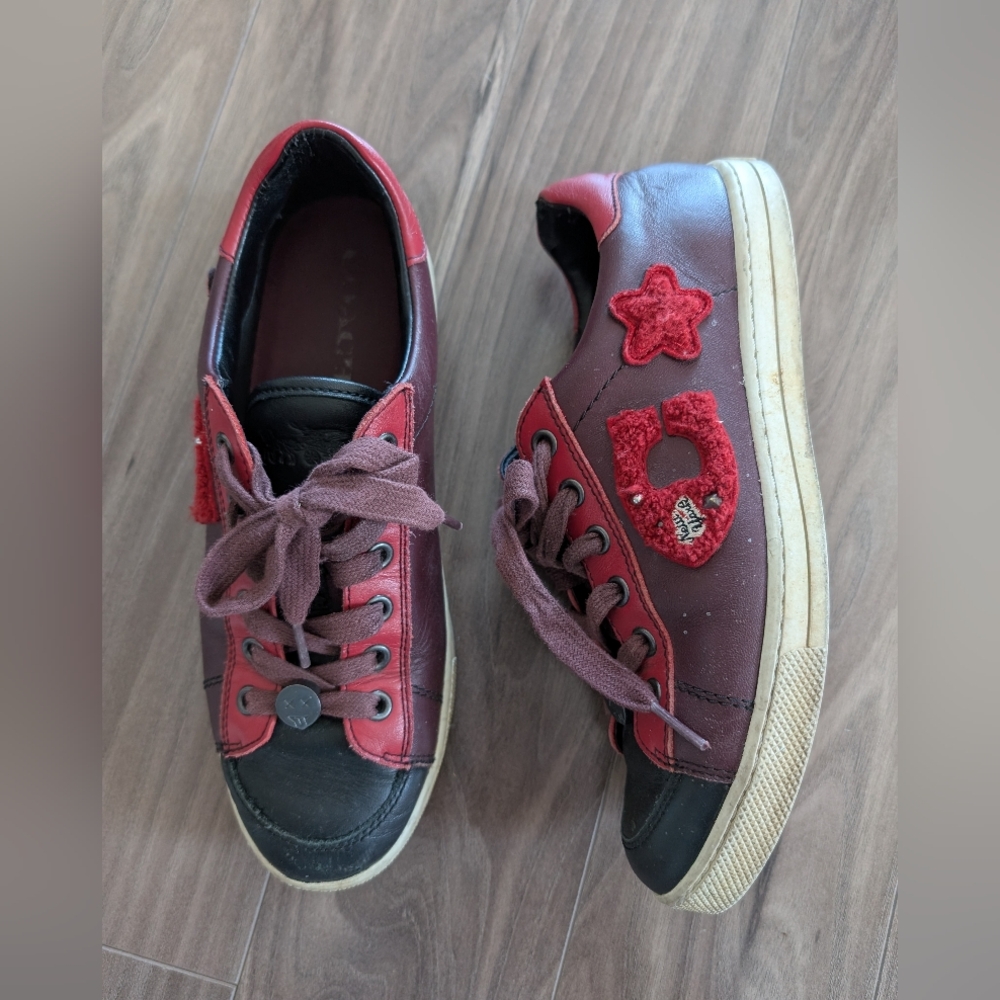 Coach Burgundy and Black Women's Statement Sneakers (Size 8)